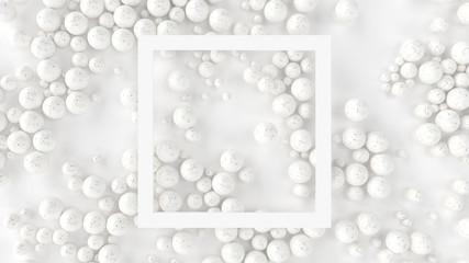 Abstract white celebration background with balls, mockup.