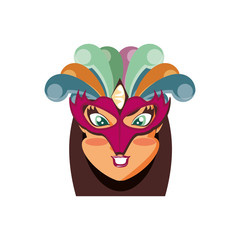 head of woman carnival dancer with mask