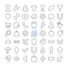 Editable stroke outline vector set basic shapes. Flat icons big collection. Color isolated signs.