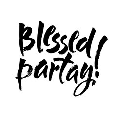 Blessed - hand drawn Autumn seasons Thanksgiving holiday lettering phrase isolated on the white background. Fun brush ink vector illustration for banners, greeting card