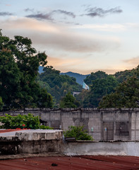 Fototapeta premium view Guatemalan street from rooftop