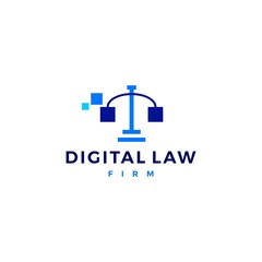 digital law scales of justice logo vector icon