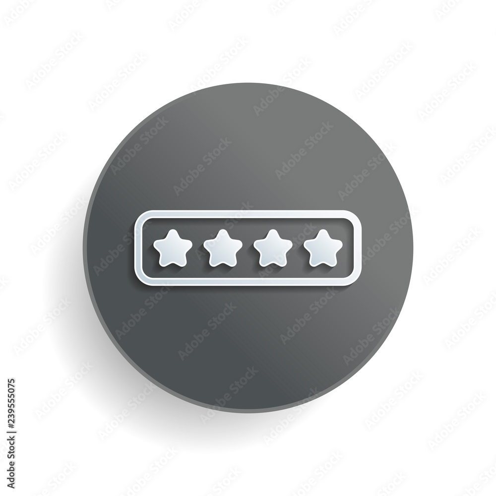 Poster pin code interface. simple icon. white paper symbol on gray round button or badge with shadow