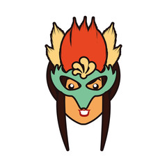 head of woman carnival dancer with mask