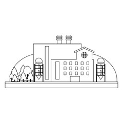 Obraz premium Factoy industry building black and white