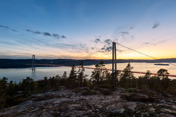 High Coast Bridge, a suspension bridge crossing tbetween the municipalities of Härnösand and...