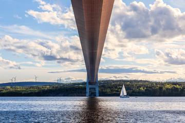 View under the High Coast Bridge crossing between the municipalities of Harnosand and Kramfors.