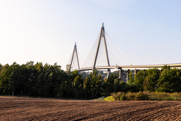 Uddevalla Bridge, a cable-stayed bridge  near Uddevalla in the province of Bohuslan, Sweden.