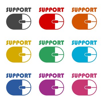Support logo, Computer mouse icon, color set