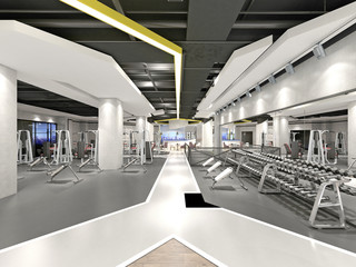 3d render gym fitness sport saloon