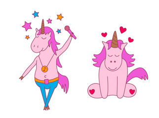 Unicorn pop star. A singing unicorn and love. 