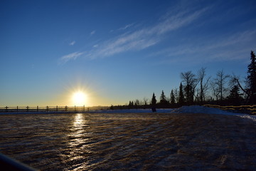 Obraz premium Sunset Over Parking Lot