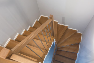 Staircase interior with new wooden steps