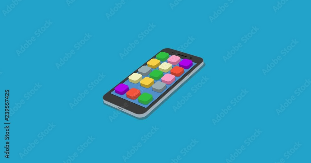 Poster flat smartphone with app icons set motion background