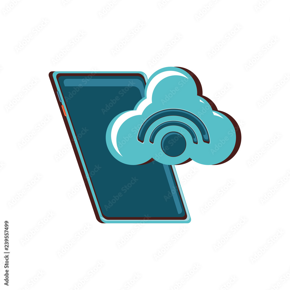 Aufkleber smartphone with cloud computing and wifi signal