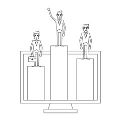 Business coworkers concept in black and white