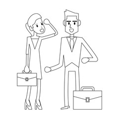 Business coworkers concept in black and white