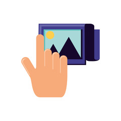 hand with picture file isolated icon