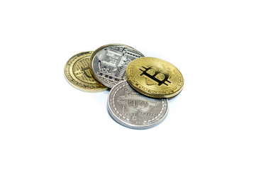 Five of coins Has on a white background, isolate