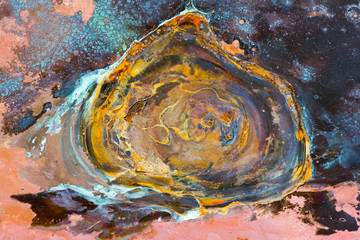 Surreal corrosion pattern. Copper and iron