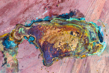 Surreal corrosion pattern. Copper and iron