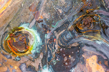 Surreal corrosion pattern. Copper and iron