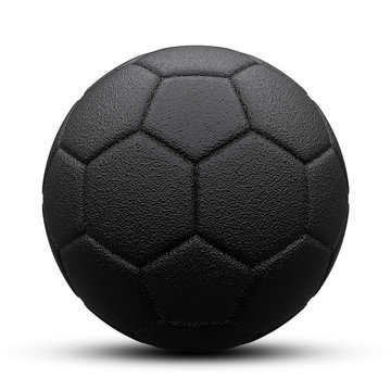 black soccer ball with shadow. Isolated on white. 3d render.