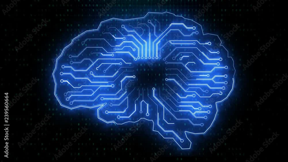 Poster Creative circuit brain animation backdrop