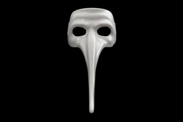 Mask with long nose is isolated on black