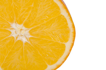 Fresh organic orange fruit slice isolated on the white. Tropical exotic food.