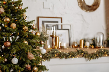 Christmas tree. Holiday  interior background