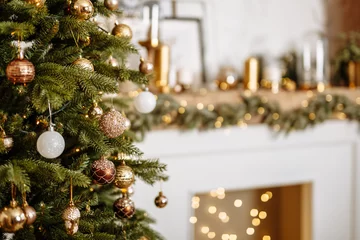 Möbelaufkleber Christmas tree. Holiday  interior background © Мария Балчугова