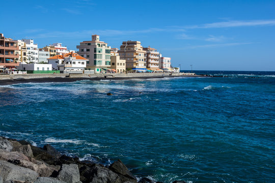 black volcanic tuff on the island of Tenerife near Las Galletas
