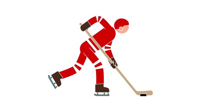 Hockey player colored animated icon with alpha channel. Pictogram sport people.