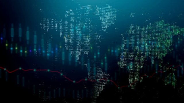 Digital map with forex 4K animation