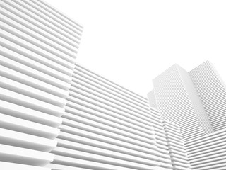 White minimalistic abstract city background 3D illustration
