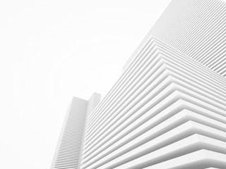 Fototapeta na wymiar White minimalistic abstract city background 3D illustration