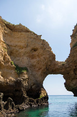 Nature build arch made of limestone from Ponta de Piedade near Lagos (Portugal, Algarve)