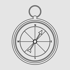 Compass line Icon on gray background