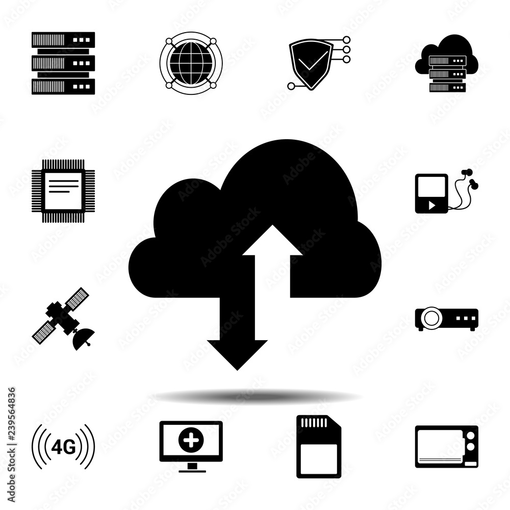 Poster cloud sync refresh icon. simple glyph vector element of technology icons set for ui and ux, website 