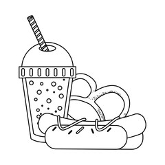 Fast food combo in black and white