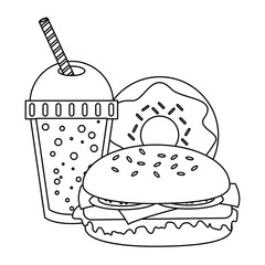 Fast food combo in black and white