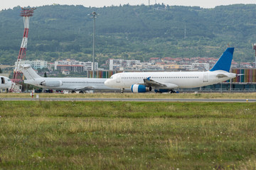 Airplane ready to take-off at the airport.