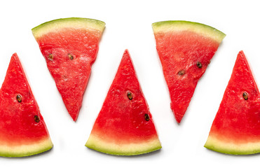 Watermelon slices flat layout isolated on white background