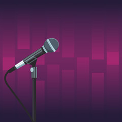 Obraz premium Stage microphone over purple background