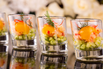 Cucumbers with fish snack and fennel