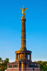 Berlin, Germany - The Victory Column - Siegessaule - designed by Heinrich Strack and erected in 1873 in Tiergarten Park at the Great Star roundabout