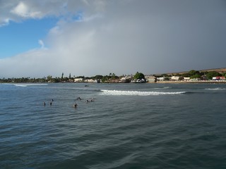Surfers off Maui Hawaii