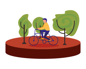 man riding bike outdoors image