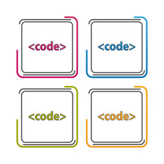 Code Icon - Outline Styled Button - Editable Stroke - Colorful Vector Illustration - Isolated On White Background